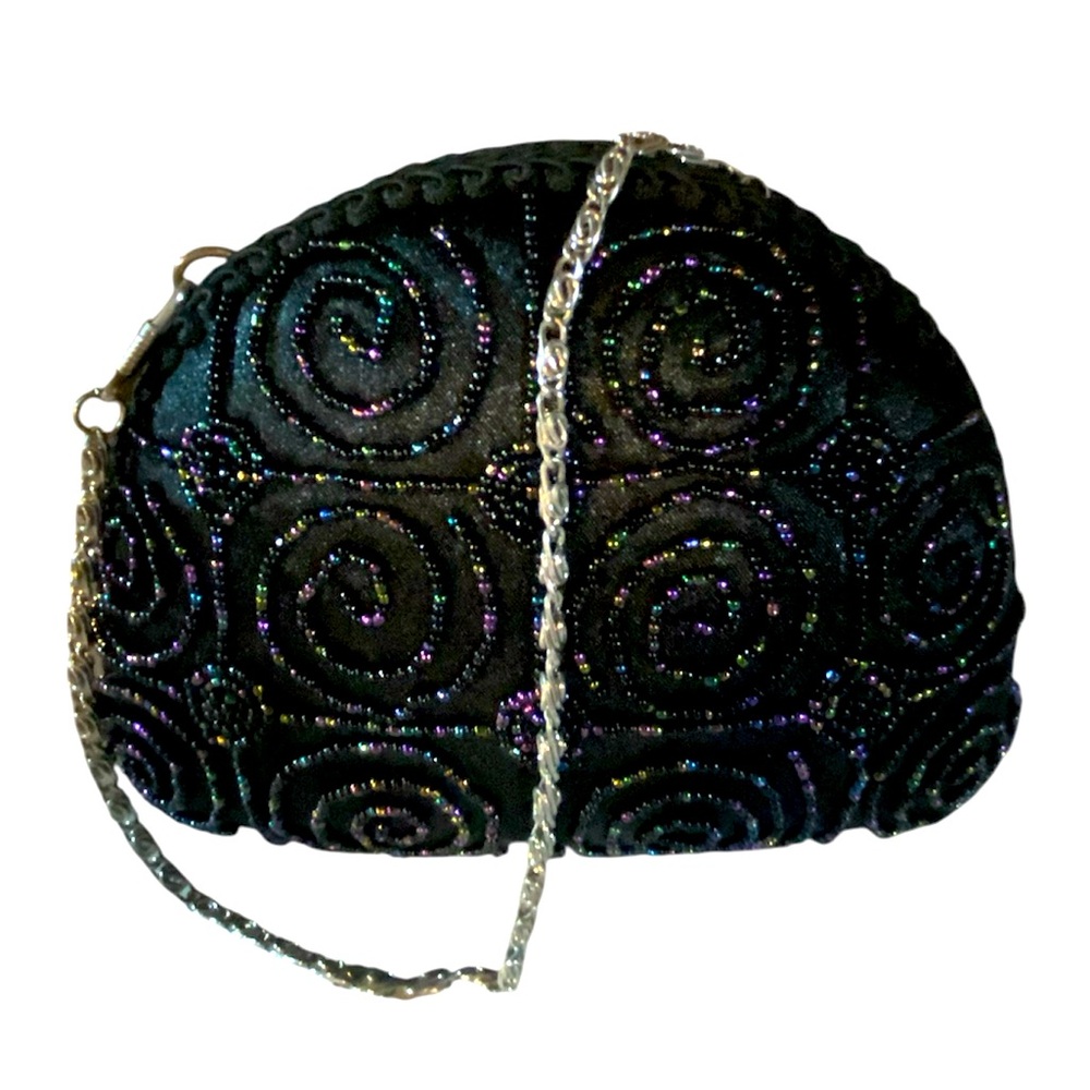 NWOT Expressions NYC Black Oval Beaded Evening Bag